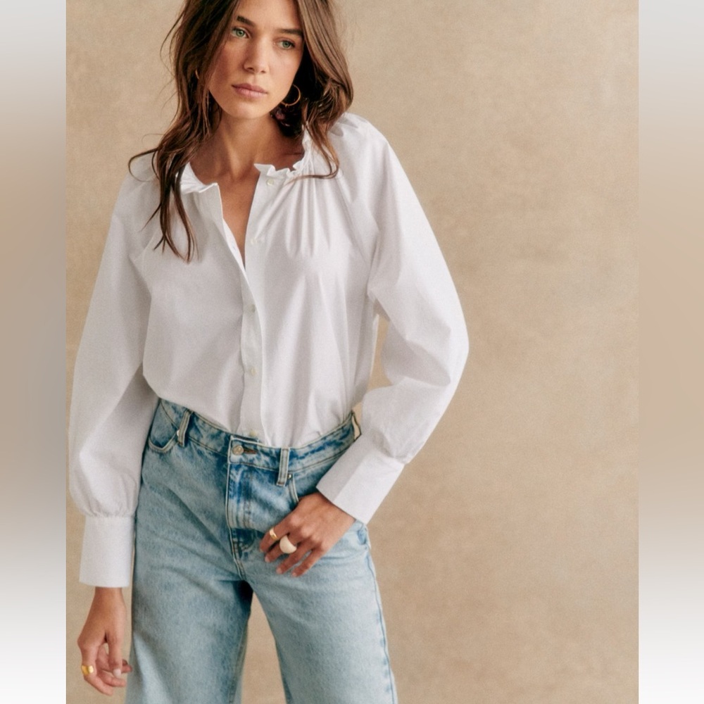 NWT sezane louna shirt size US 4/FR 36/UK 8 white